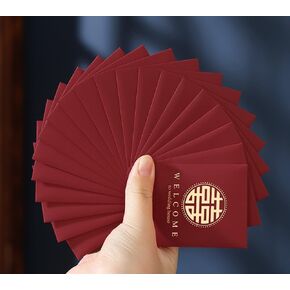 20 Pcs Mini Red Envelope Wedding Supplies Wedding Door Blocking Red Envelope Chinese Wedding Red Envelopes Lucky Money Gift Cash Packets Hong Bao Double Happiness Red Packets(Style 3)