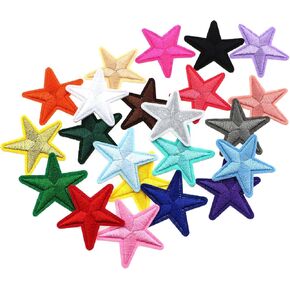 1 Set of 22 PCS Multi Colour Star Fabric Stickers Hot Melt Adhesive Star Patches 38mm Decorative Embroidery Stickers Clothing Accessories for Hats Bags Decorative Iron On Embroidery Appliques