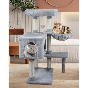 Kiyumi Cat Tree Multi-Level Pet Center Center Cat Conto مع SISAL SCRACKING POST للأثاث الداخلي Cat Tree Cat Cat مع جثم أرجوحة ولعب كرة القطة 08G