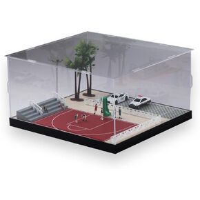 1/64 Scale Basketball Court Diorama Kit with LED Lighting, Figures & Accessories – Creative Display for Diecast Cars, Hot Wheels, and DIY Enthusiasts