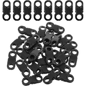 25 Pack Mini Safety Breakaway Buckles, 6mm Quick Side Release Plastic Buckle Paracord Bracelet Clasp for Cameras Strap Rings Accessories Anklet Braided Necklace (Black)