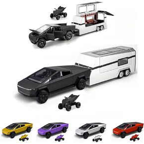 Cybertrucks Toy with RV Motorcycle for Boys Girls Women Men Adult Diecast Metal Cybertruck Model Pickup Truck 1/32 Toy Cars Race with Sound and Light Gift Age for 3 Year and Up