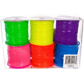 Craft County Primary, Rexlace 6 Pack - 50 Yard - 45 Meter Spools - Non-Toxic Plastic Lacing