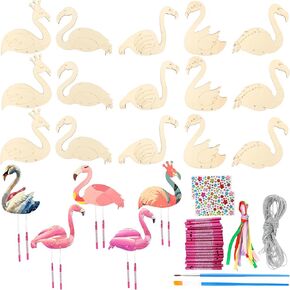 20 PCS Wooden Rind Chime Kit DIY Flamingos Wind Chime Craft for Boys Girls Handmade DIY Art Art Artivity عيد ميلاد عيد ميلاد ديكور المنزل