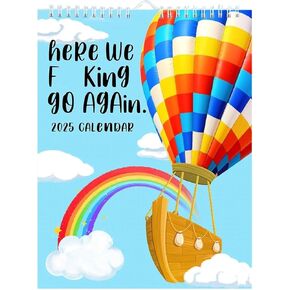 Here We Go Again 2025 Calendar,Fun Hanging Month Calendar - Match Your Witty Personality,Novelty Planning Wall Calendar Note Pads for Home Office