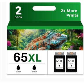 65XL Black Ink Cartridges Replacement for HP Ink 65 XL (2 Black Combo Pack) for HP65 for HP65XL 5055 5000 5052 5010 5070 5014 3755 3700 3772 2600 3752 2652 2655 2622 2640 Printers BK