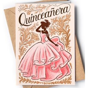 Quinceanera Card - Happy 15th Birthday Card for Daughter - Quinceañera Cards - Granddaughter 15th Birthday Card - Bday Card for 15 year Old Niece - Cute Quince Card - Tarjetas para 15 años