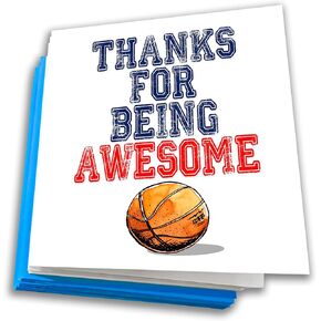 Play Strong Basketball Thanks For Being Awesome Note Cards 12-Pack (4.25" x 5.5") Illustrated Sports Thank You Note Cards - Awesome for Players, Coaches, Fans, Friends and Family - Thank You!