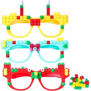 15 Pcs DIY Building Bricks Glasses Building Blocks Games for Kids Toddlers Building Block Birthday Party Supplies Carnival Themed Decorations Party Favor
