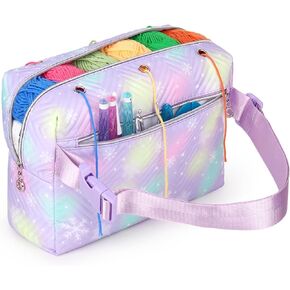 Coopay Yarn Weist Crochet Bag Organizer و Knitting Storage Crossbody Organizer for Yall Skeins ، حقيبة حاكمة حامل الغزل لإكسسوارات الكروشيه ، إبر الحياكة ، خطافات الكروشيه ، هدايا الحياكة ، الأرجواني