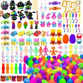 100 Pcs Easter Egg Fillers Prefilled Easter Eggs With Toys Inside Bright Colorful Toys for Easter Basket StuffersEaster Eggs Hunt,Easter Party Favors