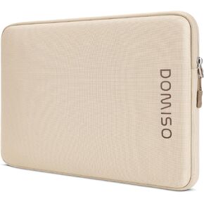 DOMISO 15.6 inch Laptop Sleeve Bag Shockproof Protective Carrying Case Water-Resistant Light Weight Handbag Compatible with HP/Dell,Beige