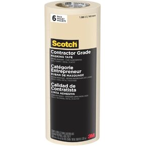 Scotch Painter's Tape Contractor Grade Masking Tape, 6 Rolls, 1.88 in x 60.1 yd, Holds to Surfaces For Up to 3 days, Removes Easily Without Leaving Sticky Residue, Interior & Exterior Use (2020-48TP6)
