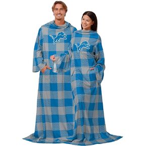 FOCO Minnesota Vikings NFL Buffalo Plaid Oversized Wearable Throw Blanket - 48" x 71"