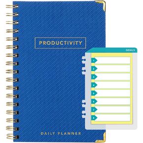 Global Printed Products Planner with Bookmark and Notepad - Spiral Notebook for Daily Planning - 5.5" x 8.5" (Light Blue)