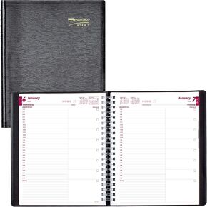 Brownline® 2025 Essential Daily Planner, Appointment Book, 12 Months, January to December, Twin-Wire Binding, 11" x 8.5", Black (CB965.BLK-25)
