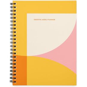 Poketo Undated Weekly Planner - Open Dated Task and Habit Tracker for 2024-2025, 8" x 6" Spiral Bound Daily Planner - Sunset
