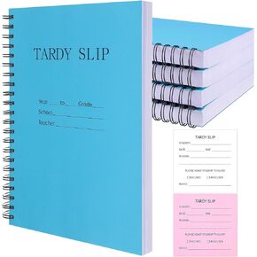 2 Pack Tardy Slip Book with Carbonless Duplicates 3.5 x 4.3 Inch Tardy Slips Per Book Form Register Copy for School Recording Student Late Arrivals Easy Removal Fold and Tear