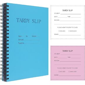 2 Pack Tardy Slip Book with Carbonless Duplicates 3.5 x 4.3 Inch Tardy Slips Per Book Form Register Copy for School Recording Student Late Arrivals Easy Removal Fold and Tear