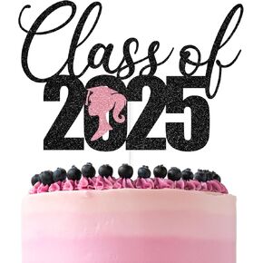 Pink Glitter Class of 2025 Cake Topper, She Did It/It's Me Hi I'm the Grad Girl It's Me, 2025 Graduation Party Decorations Supplies for Girls