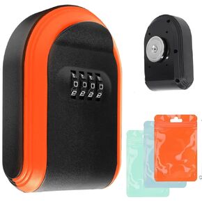 Magnetic Key Holder with Combination Lock, Waterproof Magnetic Key Box for Outdoor, Car, and Indoor Use, Strong Magnet Black