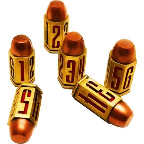 D6 Bullet Dice Set, 6PCS Metal Bullet Dice for Tables Board Game, 3D Polyhedron Dice for DND/TRPG(RED)