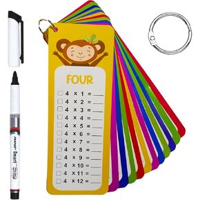 1-12 Multipilication Flash Cards Dry Erase Marker - Educational Times Table Flashcards for Kids - Multiplication Table Cards - Classroom Learning Aids with Quiz Test -16 Cards