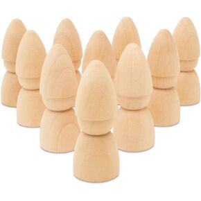 Gnome Wood Peg Dolls Unfinished 2-3/4 inch, Pack of 10 Peg People for Crafting, Miniature Figures & Small World Play, by Woodpeckers