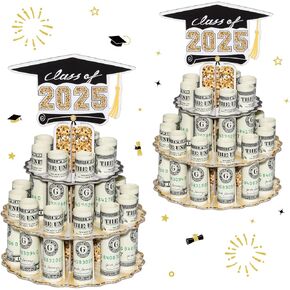 حامل أموال التخرج من أجل الهدية النقدية ، 2025 هدايا التخرج حامل المال Leis Cash Cake على فئة مبروك 2025 لوازم التخرج (1 PCS)