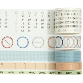 5 Rolls Schedule Washi Tape Set Calendar Arts Adhesive Tapes Timelines Decorative Masking Tape Sets for Craft, Kids, Scrapbook, DIY, Gift Wrapping (Refining The Moments)