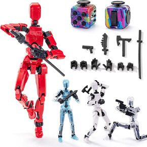 Joint Figurine Toys - Fully Articulated Action Figures Set for Stop Motion Animation - Multi-Jointed Movable Characters in 4 Colors - Ideal for Play and Display
