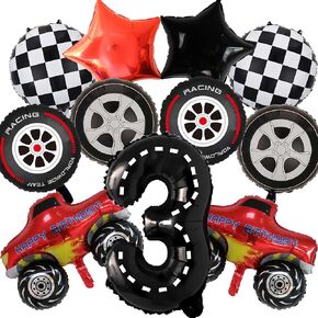 Monster Truck Party Decorations - 11pcs Monster Truck رقم عيد ميلاد عدد البالونات للبالونات لعيد الميلاد الثالث لسباق السيارات لوازم الحفلة