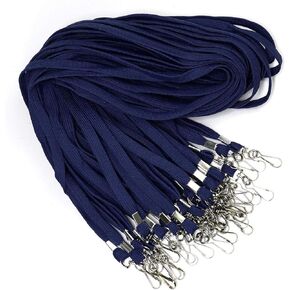 Lanyard 100 Pieces Bulk Lanyards for ID Badge Neck Lanyard Swivel J-Hook for Name Tag Badge Holders (Blue, 100 Pieces)