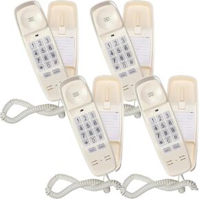 4 Pcs Wall Landline Phone with Corded Loud Volume Large Button Home Phone Classic Wall Mounted Phone Retro Visual Mini Telephone for Bathroom Kitchen Office Hotel, Black