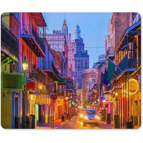 فرنسي ربع نيو أورليانز آرت لويزيانا الولايات المتحدة الأمريكية New Orleans Poster Mouse Pad ، حصيرة ألعاب ، حصيرة مكتب لسطح المكتب ، لوحة مكتب جلدية للوحة المفاتيح والماوس ، واقي مكتب للمكتب والمنزل 12 × 10 بوصة