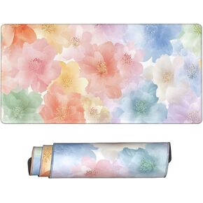 Colorful Large Mouse Pad,Beautiful Pink Floral Desk Mat for Desktop, Non-Slip Rubber Base Computer Mouse Pads Gaming Mousepad for School Office Home 31.5" x 15.7"