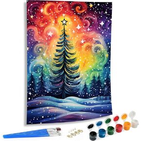 SKRYUIE Paint by Numbers Kits for Adults Christmas, Acrylic Tree Oil Paint by Numbers for Adults Beginner Canvas with Brushes Paintwork Art Crafts for Home Decor 16x20 inch n17