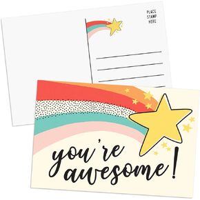 Sweetzer & Orange You Are Awesome Cards Postcards Pack (60 Greeting Notes) 4x6 Gratitude for Kids and Adults. Positive Affirmations Cards, Kindness Posters, Employee Appreciation Amazing Letters