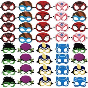 32 Packs Superhero Masks Party Favors for Kid, Superhero Party Supplies for Kids Dress Up Birthday Gift Halloween Cosplay Party Masks with 32 Different Types for Children
