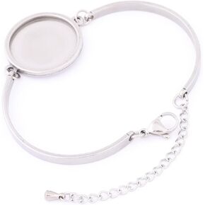 5pcs Stainless Steel Bracelet Bezel Trays 20mm Cabochon Bangle Base Setting Blanks DIY Jewelry Making Accessories