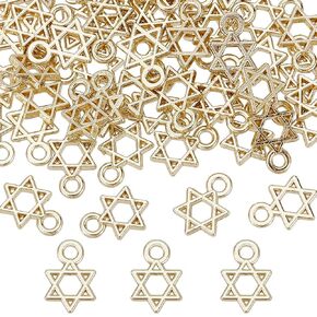 SUNNYCLUE 1 Box 60Pcs Star of David Charms Bulk Gold Star Charm Mini Tibetan Alloy Vintage Lucky Star of David Charms for Jewelry Making Charms DIY Craft Necklace Bracelet Earring Beginners Adults