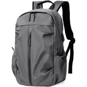 Water Resistant Lightweight Travel Hiking Nylon BackPack Daypack Durable with USB Charging Port (Black)
