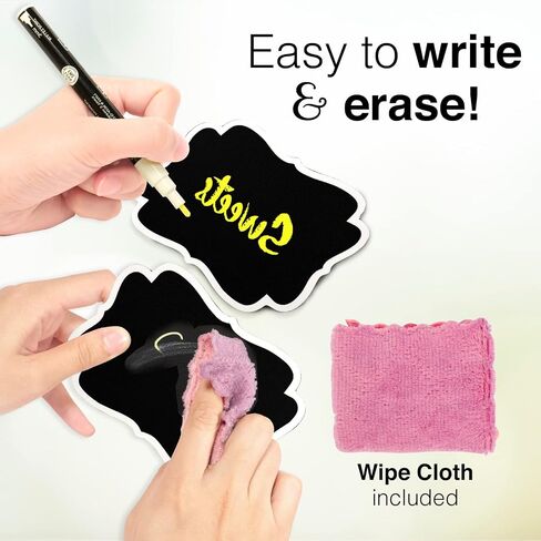 Mini Chalkboard Signs for Food Labels for Party Buffet, Small Place Cards or Name Tags with Iron Stand for Chafing Dish, Mimosa Bar Supplies, Wedding Chalk Board Sign with 2 Pens, 10 Pack Black in Kuwait