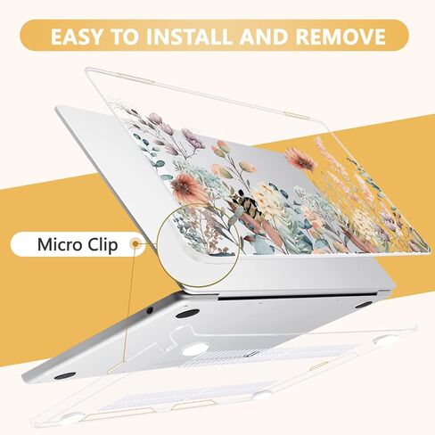 Compatible with MacBook Air 13.6 inch Case, M4 A3240/M3 A3113/M2 A2681 (Released 2025 to 2022), Hard Shell, Keyboard Cover, Screen Protector, Webcam Cover & Type-C Adapter, Butterflies Sakura in Kuwait