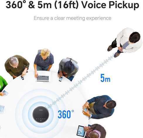 Conference Speaker and Microphone, Bluetooth Speaker with Microphone, 360° Voice Pickup, AI Noise Reduction, Dual Connectivity, USB C Conference Room Microphone for Meetings, NewPie in Saudi Arabia