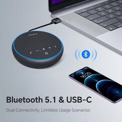 Conference Speaker and Microphone, Bluetooth Speaker with Microphone, 360° Voice Pickup, AI Noise Reduction, Dual Connectivity, USB C Conference Room Microphone for Meetings, NewPie in Saudi Arabia