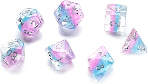 Gate Keeper Games & Dice: Eclipse Dice Elven - 7 Piece RPG Dice Set ، Silver & Sylvan Green ، 7 Resin Dice لألعاب الأدوار ، متعدد الطبقات متعددة السطوح in Kuwait