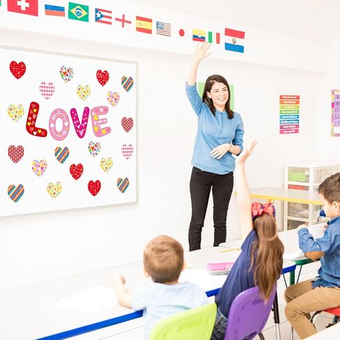 Day Day Bulletin Board Decoration Valentine Heart Cletouts Love Cut Cut Outs for School Classroom Ornaments Aldy Party Supplies 67pcs in Kuwait