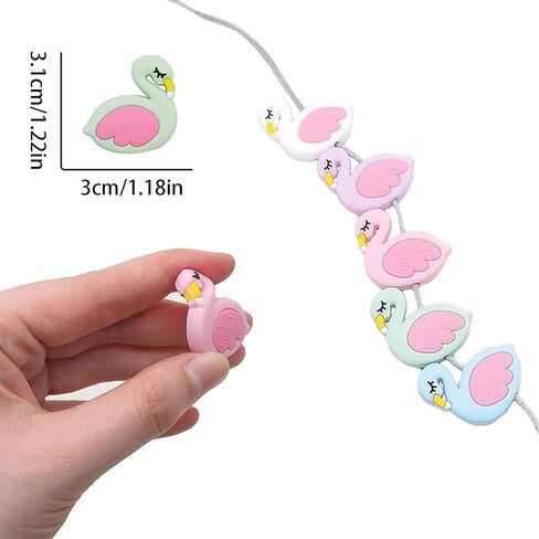 10PCS Flamingo Silicone Beads Colorful Silicone Beads Bulk Spacer Beads Colorful Focal Beads for DIY Craft Garland Keychain Lanyard Necklace Bracelet Jewelry Making Accessories Handmade Crafts in Kuwait