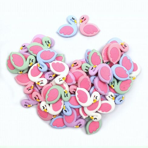 10PCS Flamingo Silicone Beads Colorful Silicone Beads Bulk Spacer Beads Colorful Focal Beads for DIY Craft Garland Keychain Lanyard Necklace Bracelet Jewelry Making Accessories Handmade Crafts in Kuwait